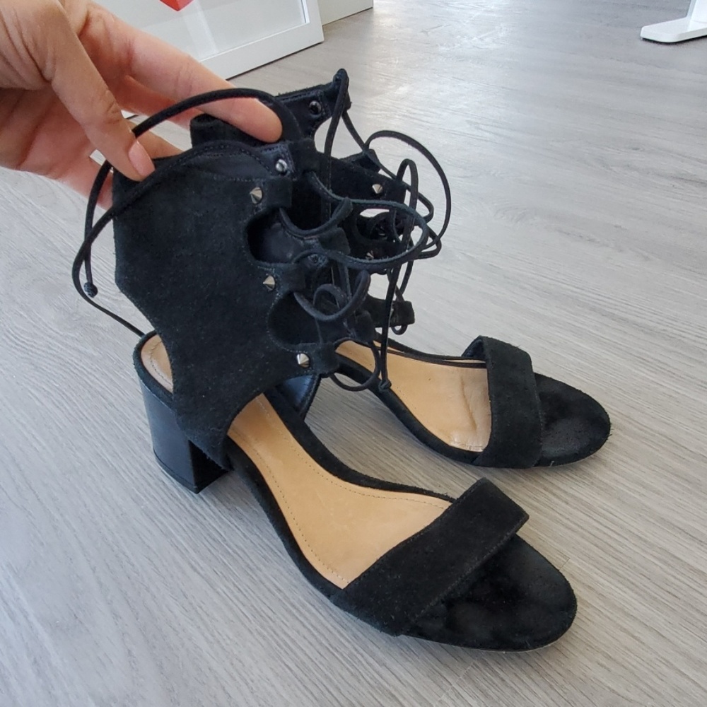 Schutz lace up kitty heel sandal